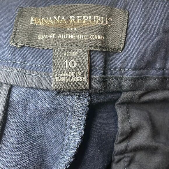 BANANA REPUBLIC Slim Flat Front Chino, Navy Blue, Size 10 Petite - Picture 12 of 13